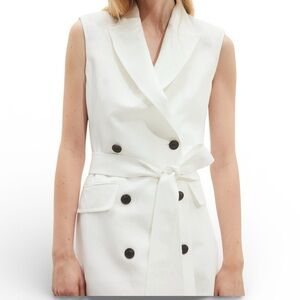 H & M LINEN-BLEND BLAZER DRESS Size X-Small NWT Missing the belt.